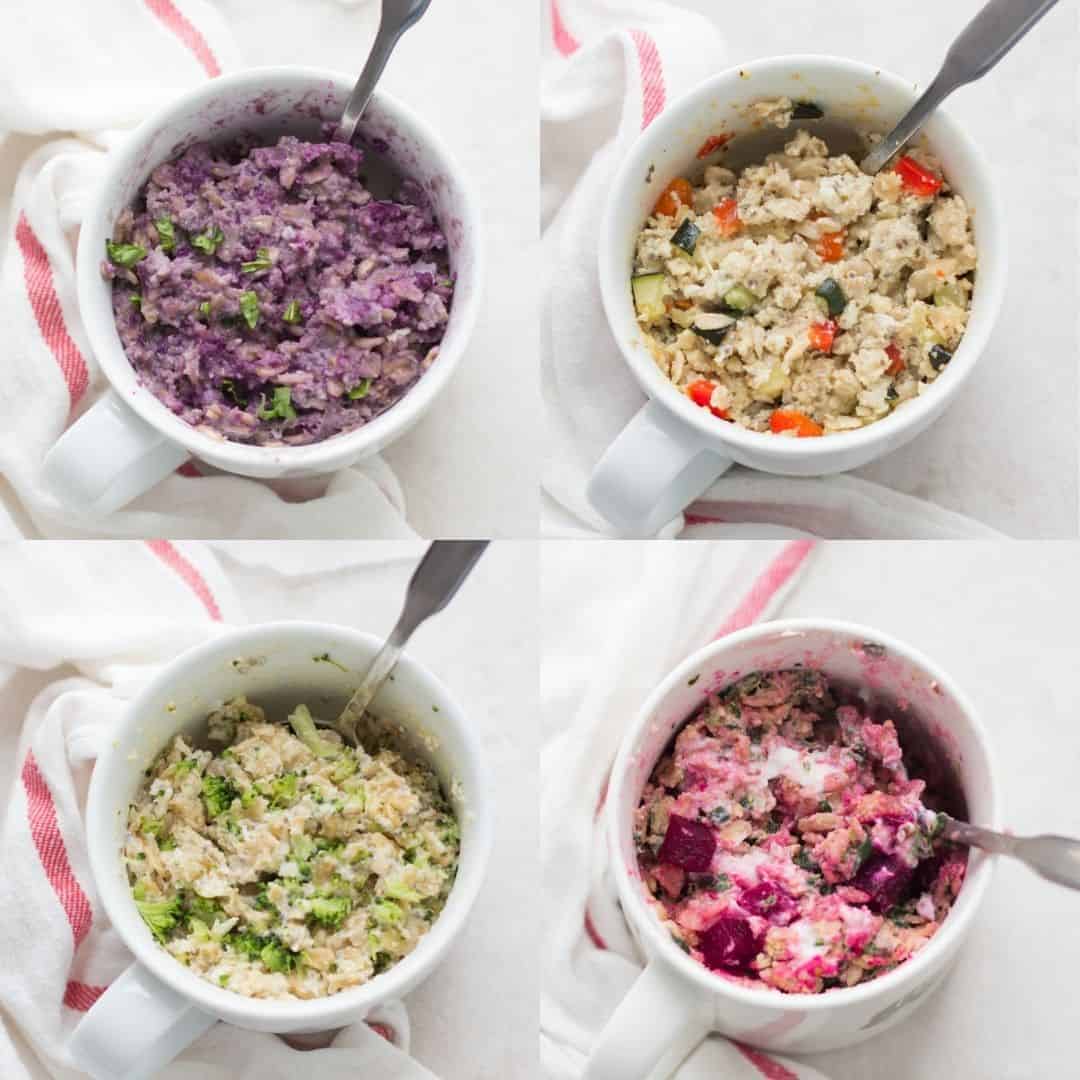collage of all four vegetable oatmeals