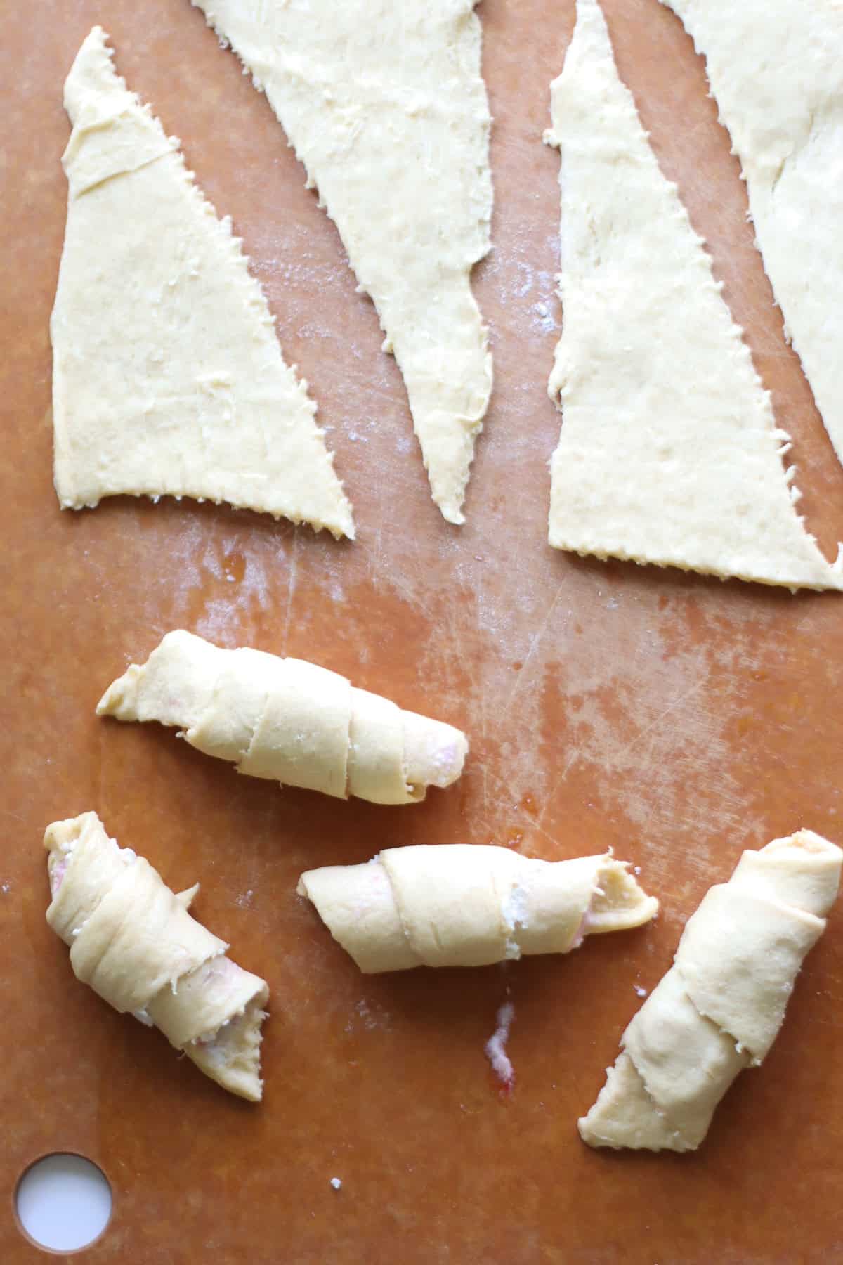 Crescent rolls filled and rolled up.