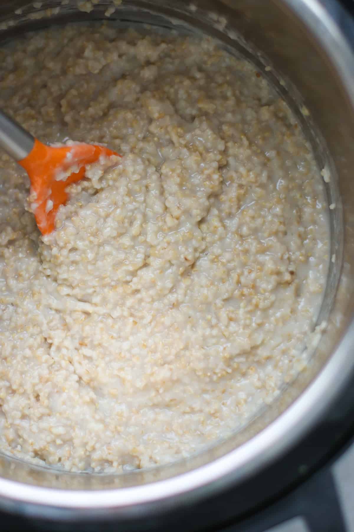 Cooked steel cut oats in the Instant Pot.